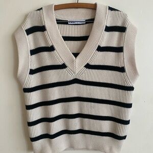 Striped V-Neck Sweater Vest